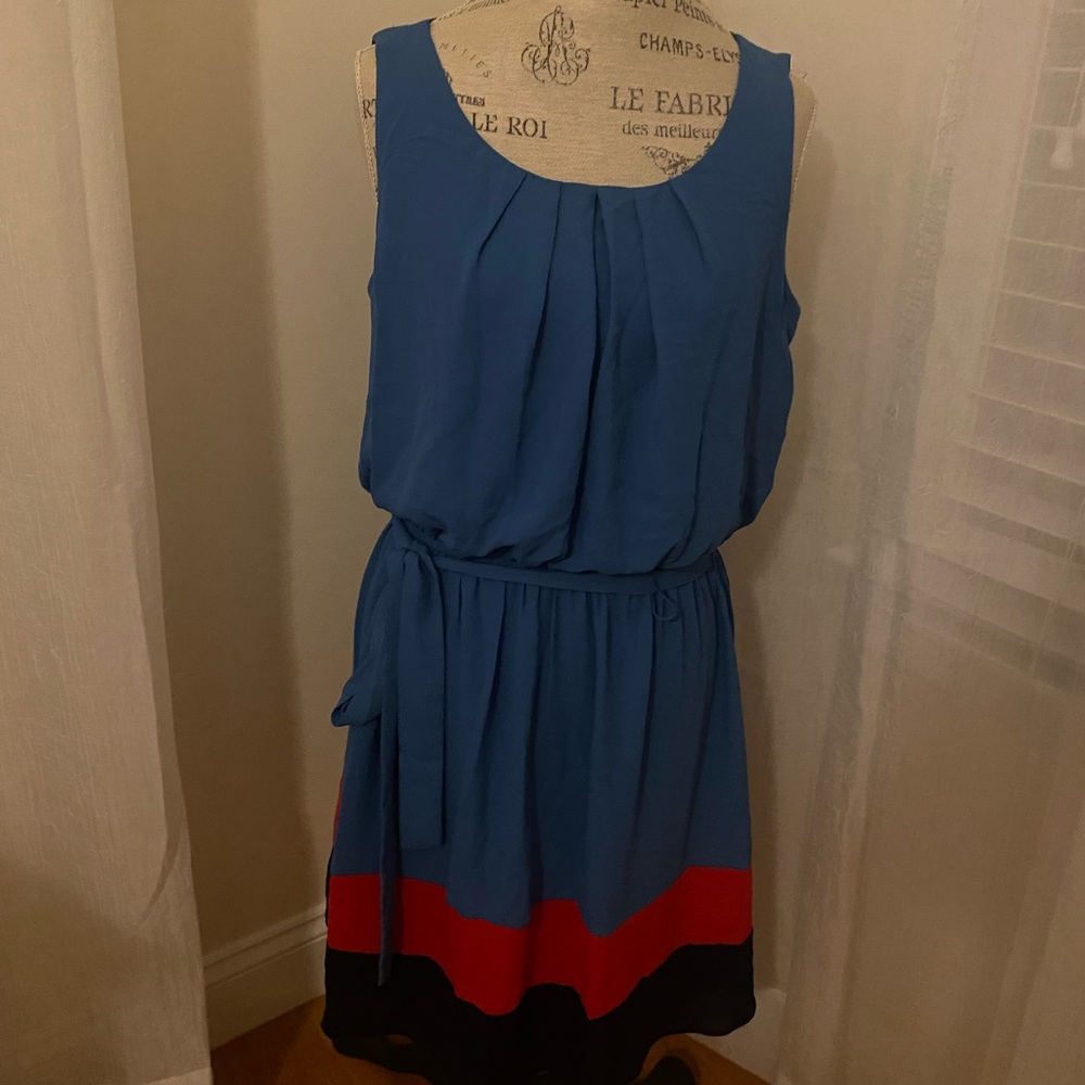 Blue tricolor midi summer dress